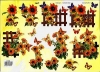 3D-Bogen, geprgt - Motiv Leuchtende Sonnenblumen am Zaun
