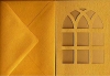 Passepartoutkarte mit Kirchenfensterausschnitt - Umschlag - Einlegeblatt - gold