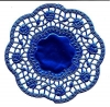 Barockdeckchen mit Rosenrand - glnzend - knigsblau
