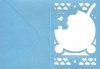 Passepartoutkarte mit Briefumschlag - hellblau - Ausschnitt Kinderwagen